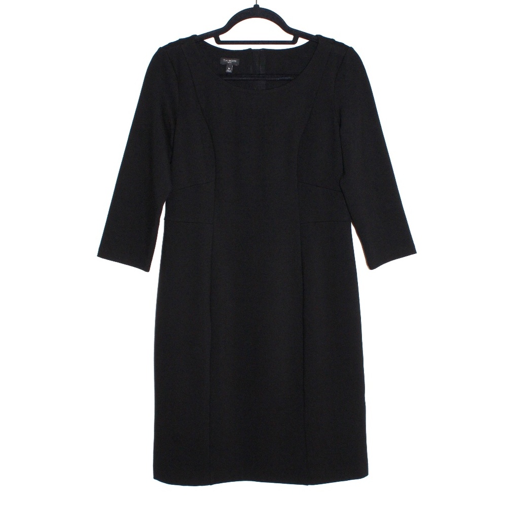 Talbots Black Ponte 3/4 Sleeve Sheath Dress